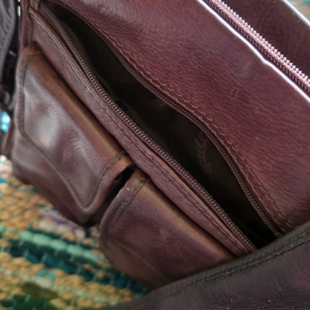 FOSSIL Vintage Y2K Brown Leather Shoulder Handbag Travel Purse Hobo 75082 - Picture 4 of 6